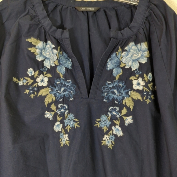 Driftwood Jeans Embroidered Peasant Top- Bluebell Fleur - Picture 7 of 11